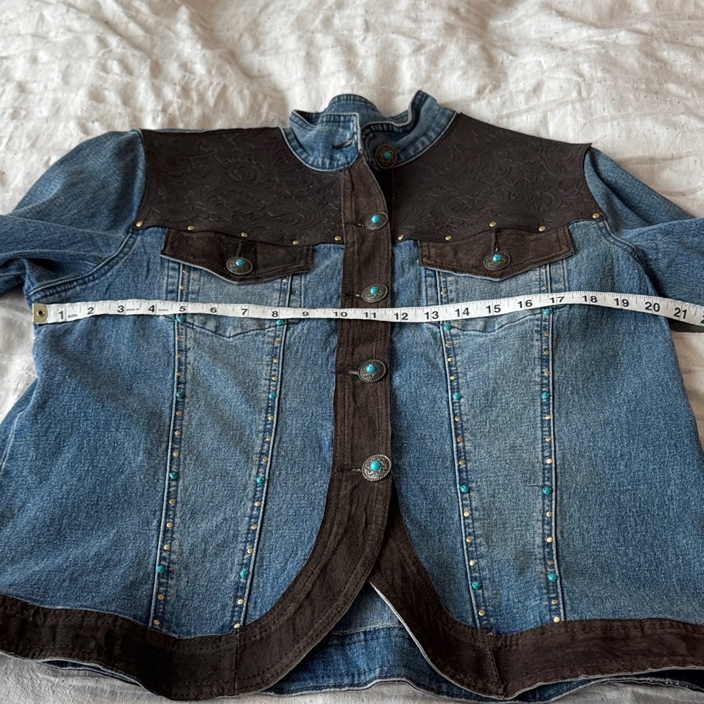 Diane Gilman Blue and Brown Jean Jacket - Picture 10 of 11